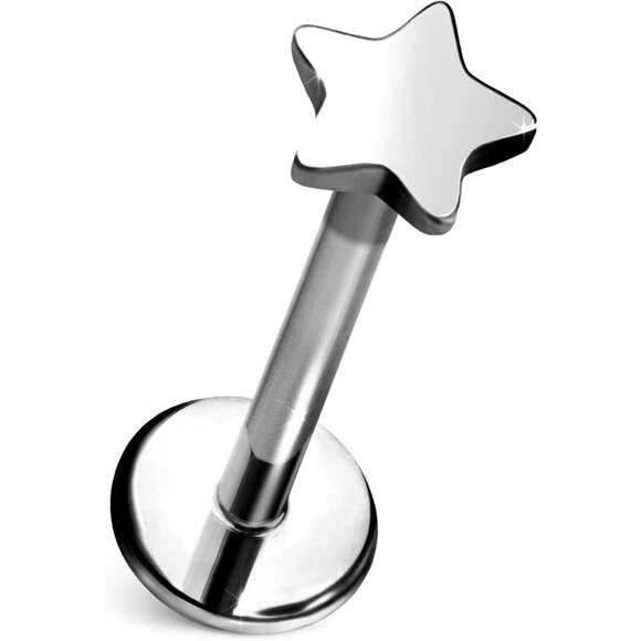 Other - Mens Titanium Silver Flat Back Star Stud Earring ASTM-F136 Hypoallergenic